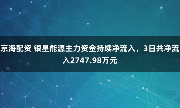 京海配资 银星能源主力资金持续净流入，3日共净流入2747.98万元